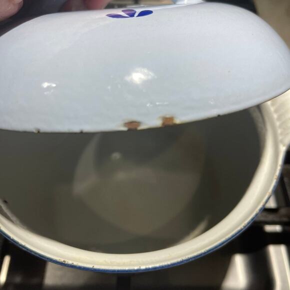 Vintage DRU cast iron dutch oven blue #18 - Picture 5 of 12